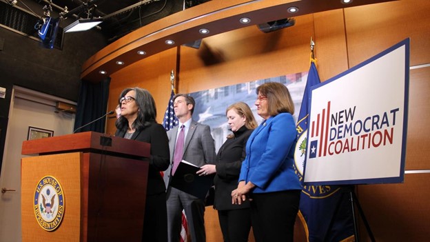 Congresswoman at a New Dems Press Conference