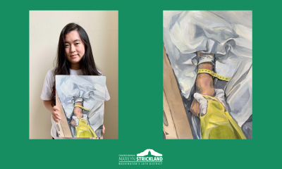 Cara Kwon pictured with her winning artwork.